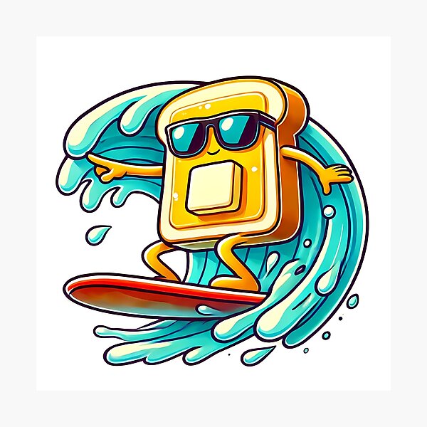 Item preview, Surfing Bread – Wave Rider Slice designed and sold by AIDesignByMiro.
