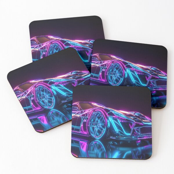 Item preview, Futuristic Purple Hypercar – Neon Lights Cyber Aesthetic Supercar Design designed and sold by merchpub.
