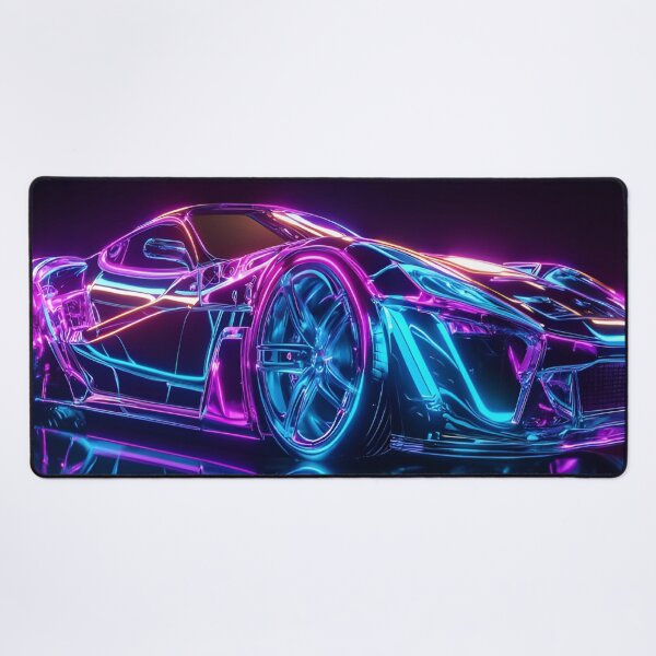 Item preview, Futuristic Purple Hypercar – Neon Lights Cyber Aesthetic Supercar Design designed and sold by merchpub.