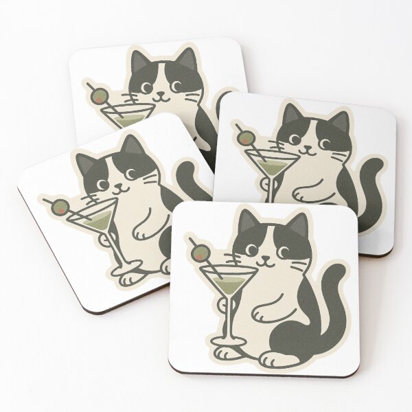 Item preview, Black and White Cat with a Martini designed and sold by BabyBallerina.