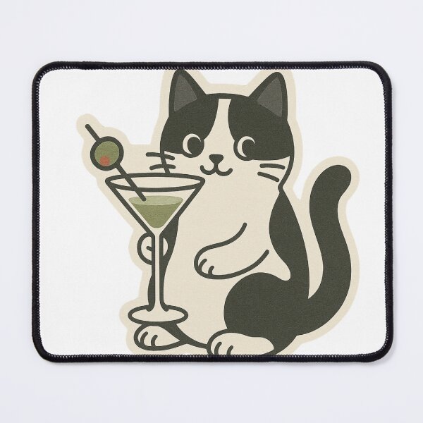 Item preview, Black and White Cat with a Martini designed and sold by BabyBallerina.