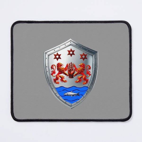 Item preview, O'Neill Shield – Red Hand with Lions, Stars & Salmon on Silver designed and sold by Highlandkings.