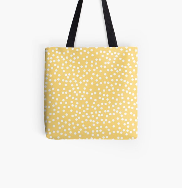 Simple Yellow and White Polka Dots All Over Print Tote Bag