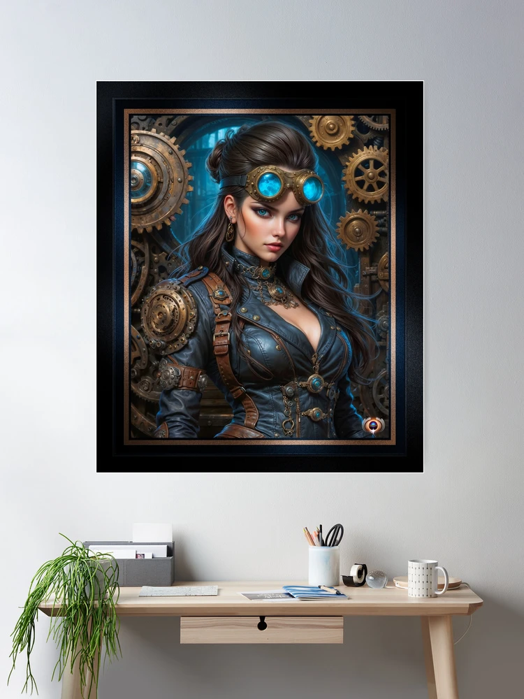 Clockwork Portrait Of Victorian Beauty Lyrianne Grayson Mesmerizing AI Concept Art by Xzendor7 Room Decor Poster Art Print