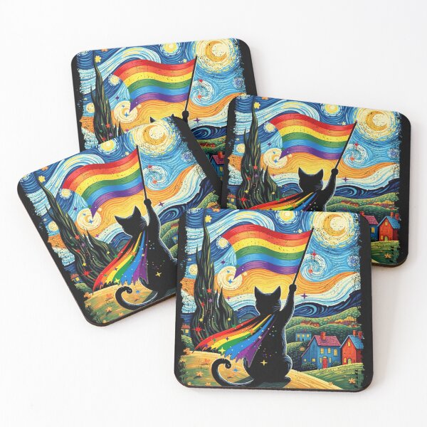 Item preview, Gay Pride Cat Art Starry At Night Style LGBT Pride  designed and sold by MackenzieBin.