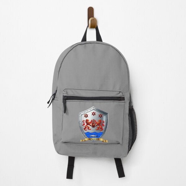 Item preview, O'Neill Coat of Arms – Red Hand with Lions, Stars & Salmon with Name Banner designed and sold by Highlandkings.