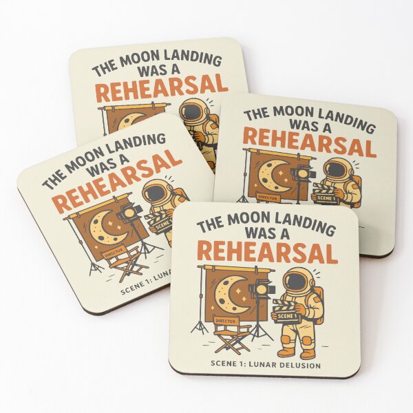 Item preview, The Moon Landing Was a Rehearsal – Funny Conspiracy T-Shirt designed and sold by Mike Draws.
