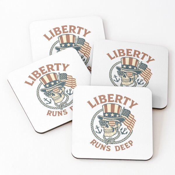 Item preview, Liberty Runs Deep – Retro Skull & Flag Nautical Design designed and sold by ALITOPRINCE.