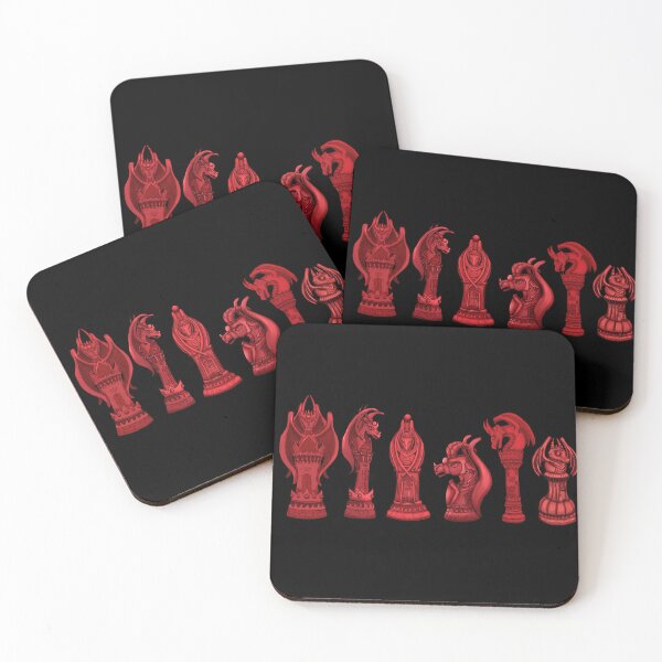 Item preview, Red dragon chess piece set designed and sold by Inkhandsloreheart.