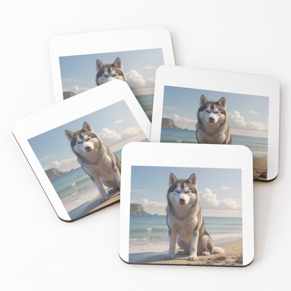Item preview, husky on the beach designed and sold by dark lex.