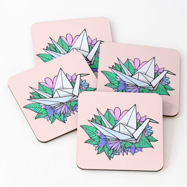 Item preview, Origami crane, floral--peach background designed and sold by Itinlea.