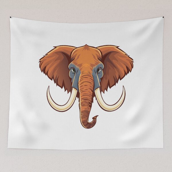 Item preview, Mammuthus head, Woolly mammoth extinct, Mammoth with Giant Ivory, Brown mammoth with big tusks, Large extinct animal from ice age designed and sold by Danler.