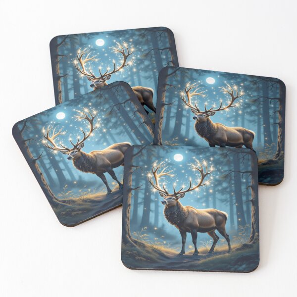 Item preview, Mystic Starlight Deer – Magic meets cosmic glow in the enchanted forest designed and sold by FotoworldEdel.