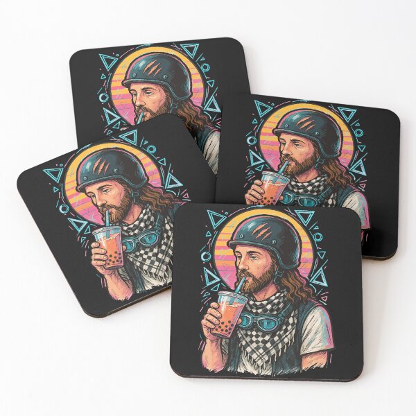 Item preview, Jesus Biker Drink Boba Tea Vaporwave Retro designed and sold by TomFrontierArt.