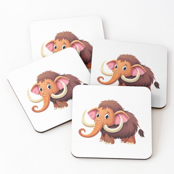 Item preview, Cute Mammuthus, Woolly mammoth extinct, Mammoth with Giant Ivory,  Brown walking mammoth with big tusks, Large extinct animal from ice age designed and sold by Danler.
