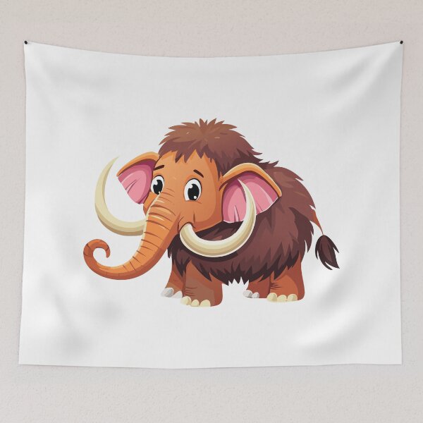 Item preview, Cute Mammuthus, Woolly mammoth extinct, Mammoth with Giant Ivory,  Brown walking mammoth with big tusks, Large extinct animal from ice age designed and sold by Danler.