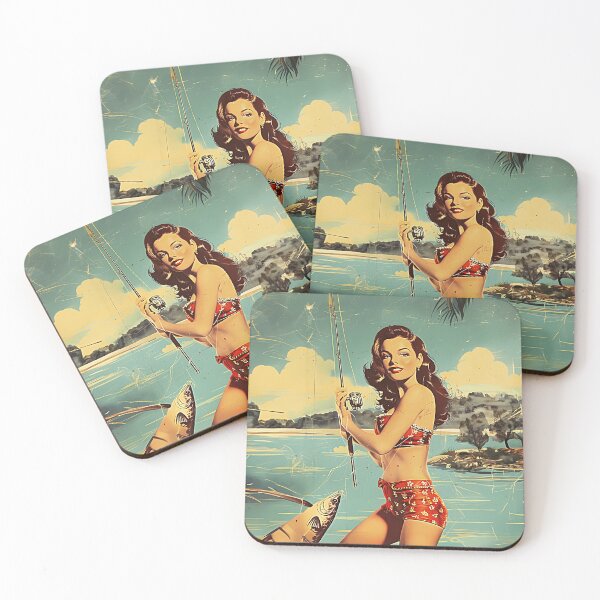 Item preview, Pretty retro girl fishing designed and sold by Made-by-Gus.