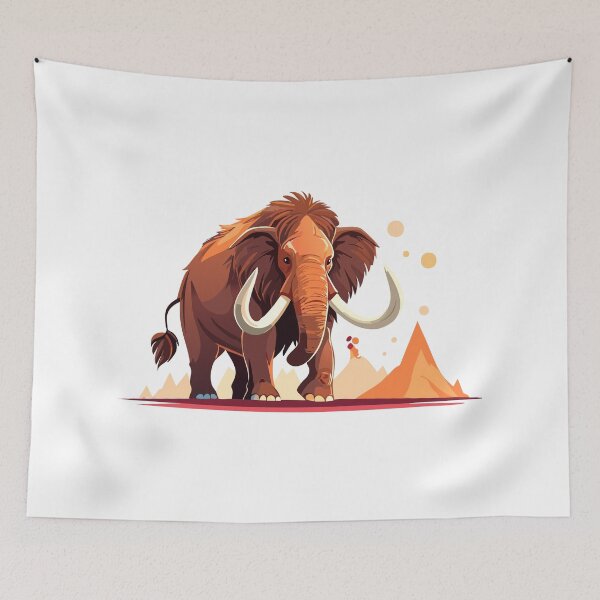 Item preview, Mammuthus, Woolly mammoth extinct, Mammoth with Giant Ivory,  Brown walking mammoth with big tusks, Large extinct animal from ice age designed and sold by Danler.
