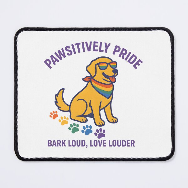 Item preview, Pawsitively Pride Dog with Rainbow Bandana LGBTQ+ Support designed and sold by InkInduldge.