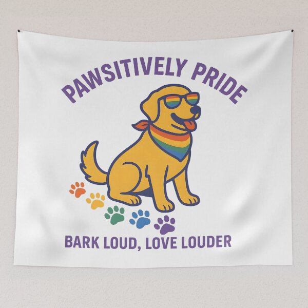 Item preview, Pawsitively Pride Dog with Rainbow Bandana LGBTQ+ Support designed and sold by InkInduldge.