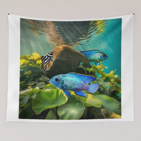 Item preview, Electric Blue Acara Cichlids Zebra Pleco Aquarium Fish Tank Breeders Art designed and sold by Aquarium Eclipse.
