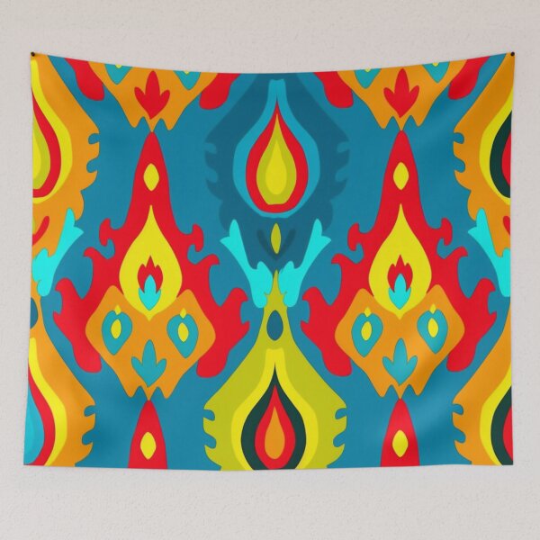 Item preview, Vibrant Adras Pattern – Traditional Ikat Design in Bright Central Asian Colors designed and sold by xonush.