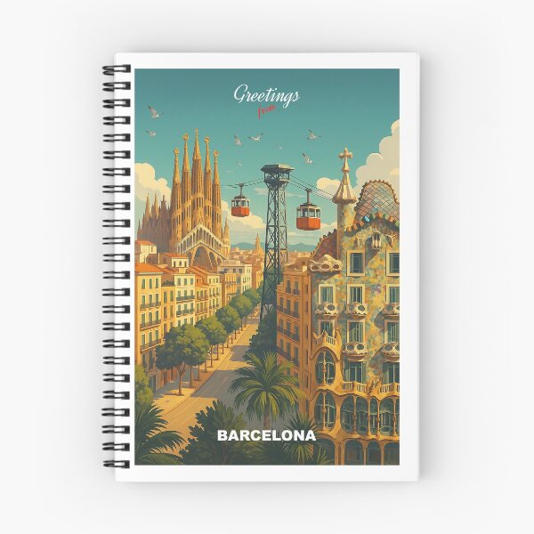 Item preview, Greetings from BARCELONA Spain - Modern Colorful City View designed and sold by Earth Celebration Designs.