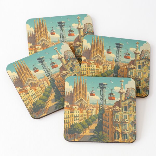 Item preview, Greetings from BARCELONA Spain - Modern Colorful City View designed and sold by Earth Celebration Designs.