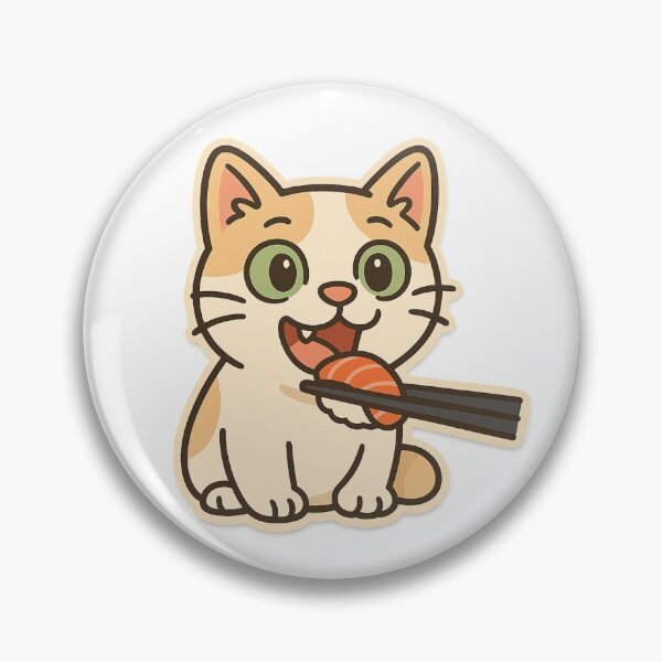 Item preview, Cartoon Cat Eating Salmon Sushi Sticker designed and sold by Wandertrace.
