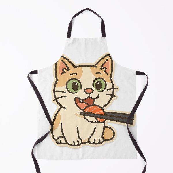 Item preview, Cartoon Cat Eating Salmon Sushi Sticker designed and sold by Wandertrace.