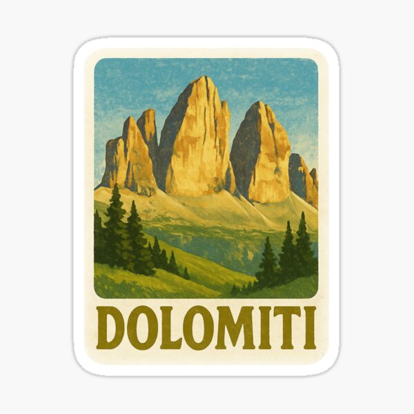 Item preview, Dolomitas – Pegatina vintage de viaje de montaña designed and sold by Passegiata Prints.