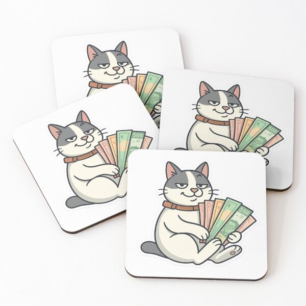 Item preview, Rich cat holding money designed and sold by Wandertrace.