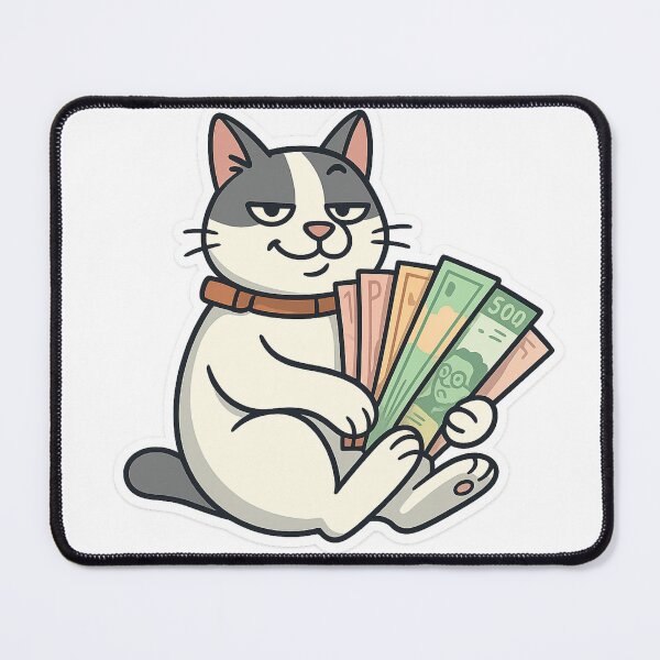 Item preview, Rich cat holding money designed and sold by Wandertrace.