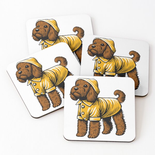 Item preview, Cockapoo in Yellow Raincoat – Cute Curly Dog Art for Pet Lovers designed and sold by krisevansart.