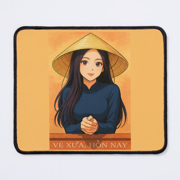 Item preview, Vietnamese Girl Cartoon Traditional Hat Non La and Ao Dai designed and sold by Maljonic.