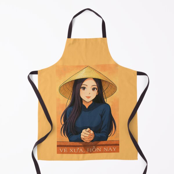 Item preview, Vietnamese Girl Cartoon Traditional Hat Non La and Ao Dai designed and sold by Maljonic.