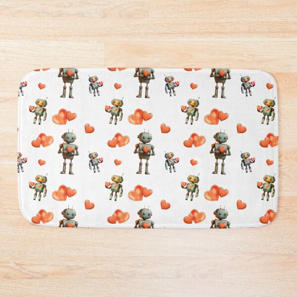 Item preview, Retro Robots Holding Hearts Illustration designed and sold by CreativeLarysa.