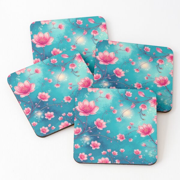 Item preview, Flower design in pink and blue designed and sold by Garrulus glandarius.