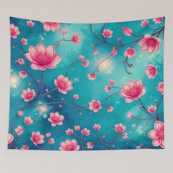 Item preview, Flower design in pink and blue designed and sold by Garrulus glandarius.