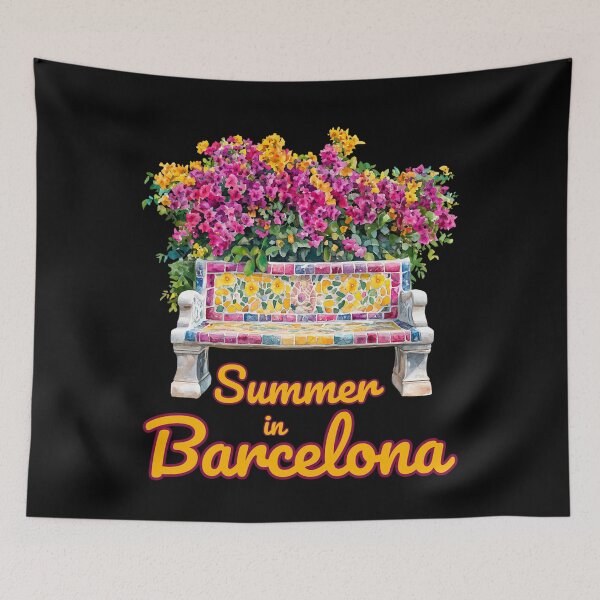 Item preview, Summer in Barcelona – Mosaic Bench with Bougainvillea designed and sold by Ela-graphicwiz.