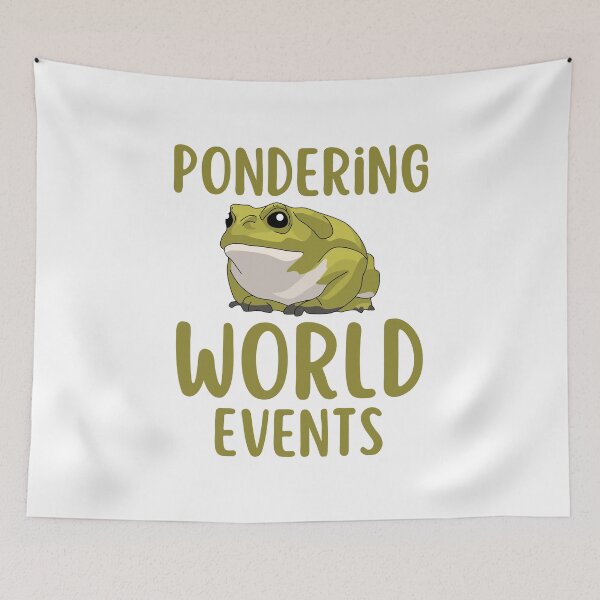 Item preview, Pondering World events frog designed and sold by BigfeetLittlepaws.