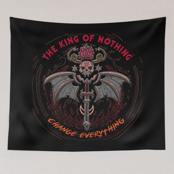 Item preview, king of nothing (change everything) - skull, snakes, bat wings, sword and sorcery embroidery iron patch textured graphic artwork designed and sold by hayrpictures.