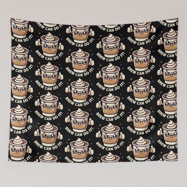 Item preview, Kawaii Chibi Coffee – Brew Can Do It Fun Food Pun designed and sold by Karma Design.