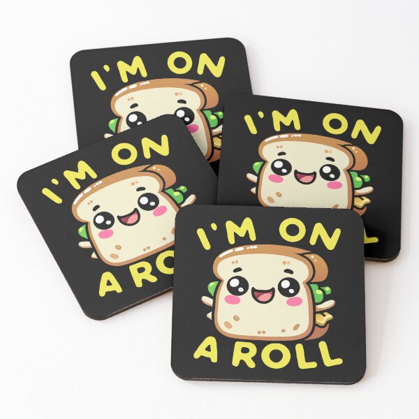 Item preview, Kawaii Chibi Sandwich – I'm on a Roll Fun Food Pun designed and sold by Karma Design.