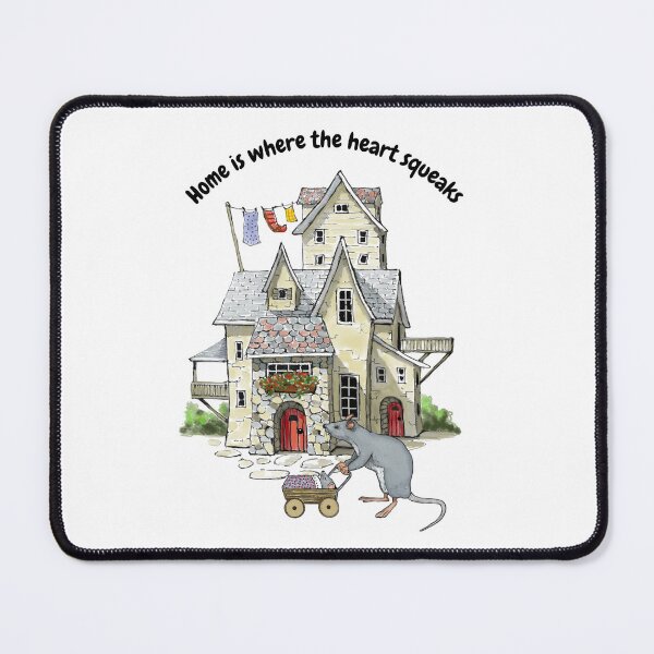 Item preview, Cute Mouse with Baby Carriage and Wonky House Home is Where the Heart Squeaks designed and sold by JoyfulWhimsy.