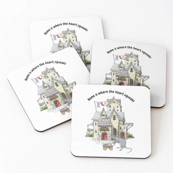 Item preview, Cute Mouse with Baby Carriage and Wonky House Home is Where the Heart Squeaks designed and sold by JoyfulWhimsy.