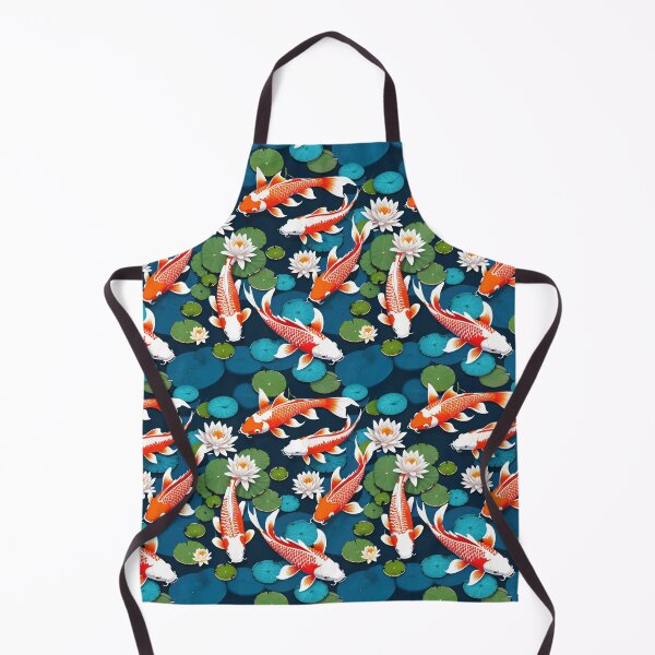 Item preview, Vibrant Orange Koi Fish Swimming Among Lilies In A Serene Teal Pond designed and sold by CarrollGene.