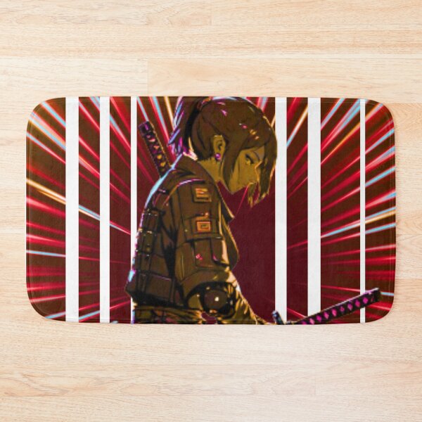 Item preview, Bold Cyberpunk Samurai Warrior in Neon Burn Red and Purple Glow designed and sold by dmr studio.