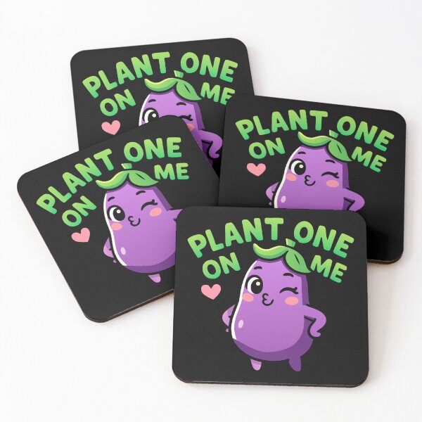 Item preview, Kawaii Chibi Eggplant Pun – Plant One On Me Funny  designed and sold by Karma Design.