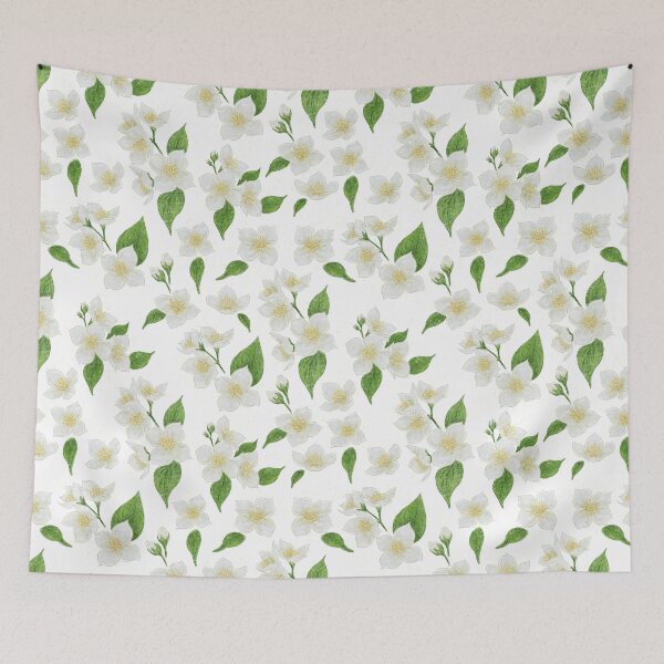 Item preview, A pattern of jasmine flowers, healing images, the spring bloom of jasmine, white flowers, designed and sold by ArtbySvetik.